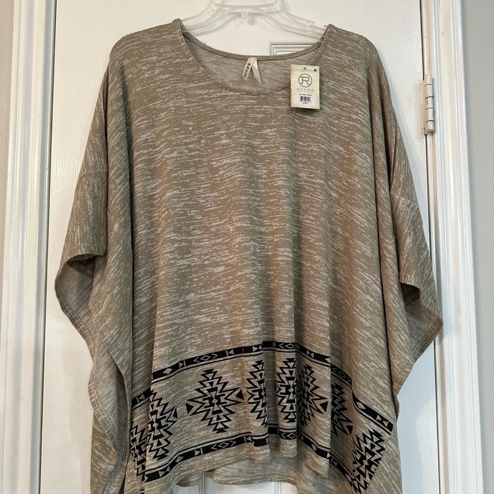 Roper Tan and Black Pancho Top